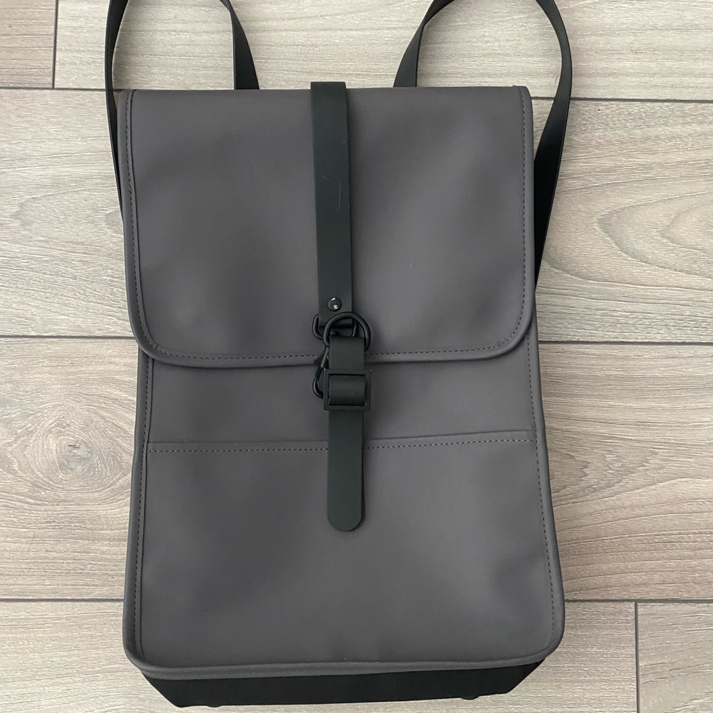 Rains Grey and Black Backpack